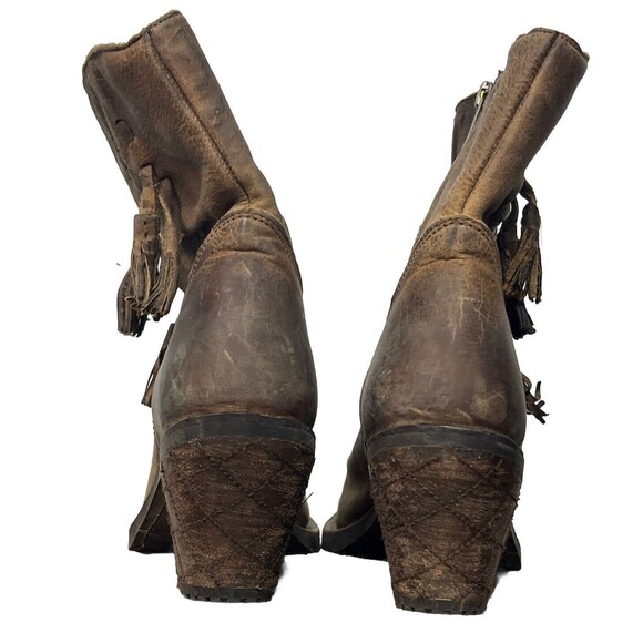 Justin Western Boots 7 Leather Ankle Booties Distressed Tassel Rustico Cowgirl - Picture 5 of 9